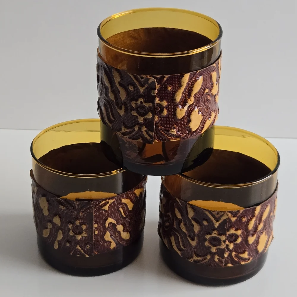 Vintage 70's MCM Amber Sangria Barware Set Made In Spain